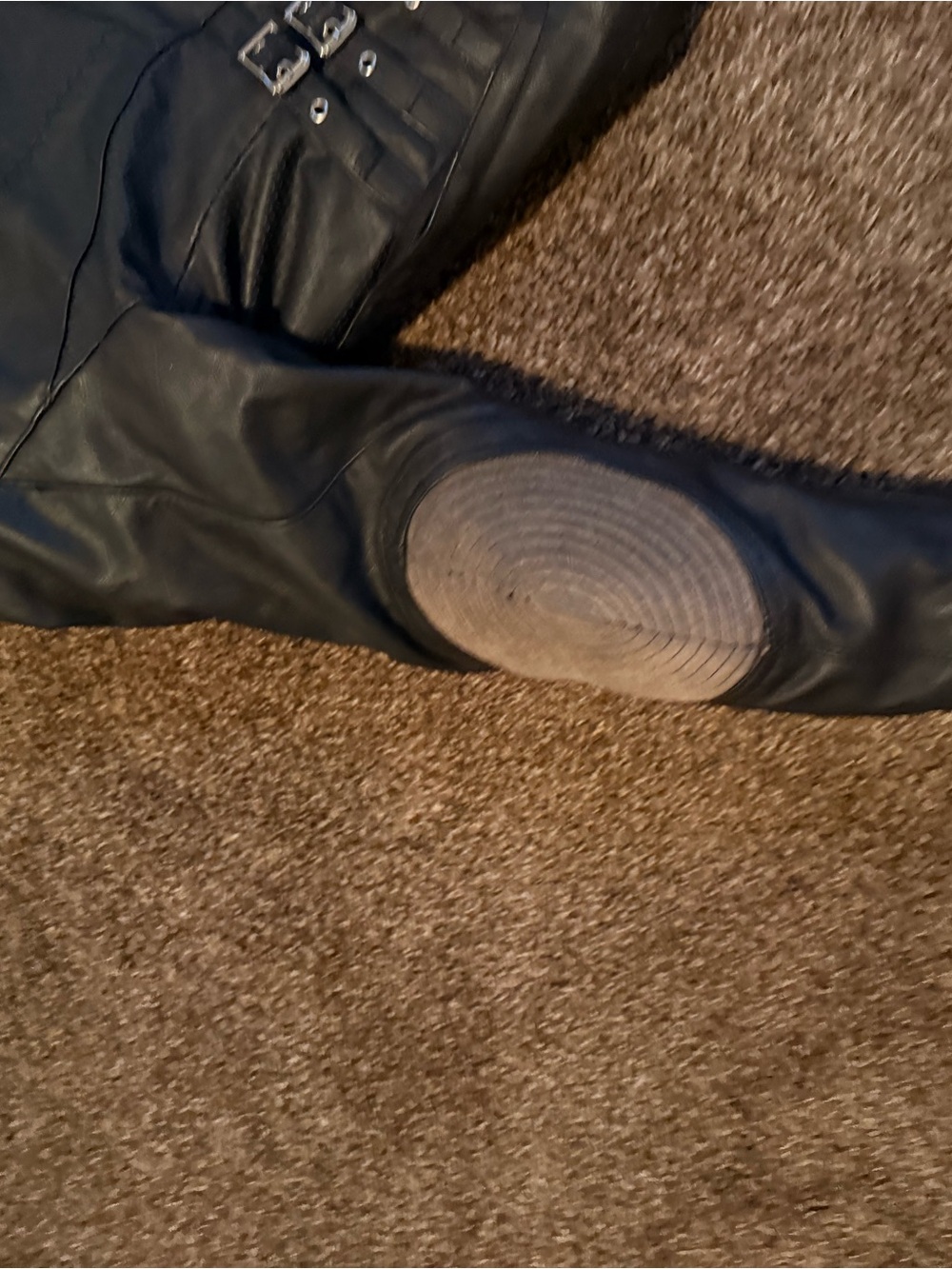 ICON Black Leather Jacket with Gray Elbow Patches - Picture 2 of 9